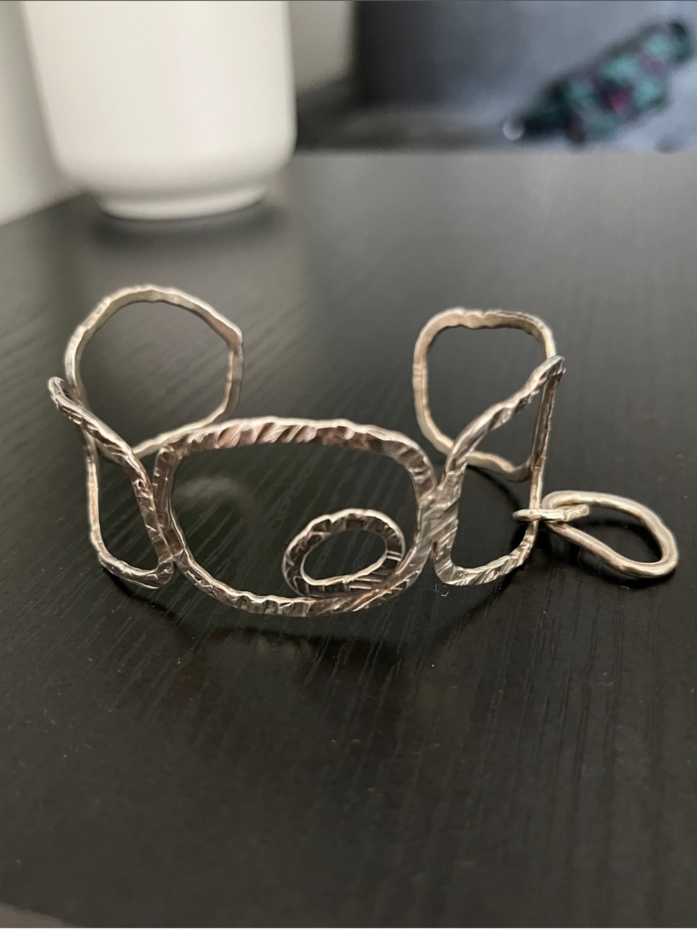 Handcrafted Silver-Tone Open Cuff Bracelet